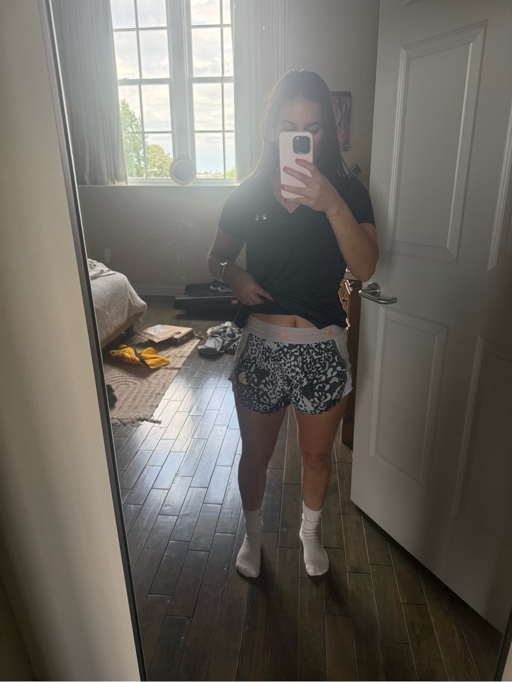 adidas Black & White Printed Athletic Shorts